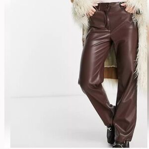 Topshop petite brown leather pants